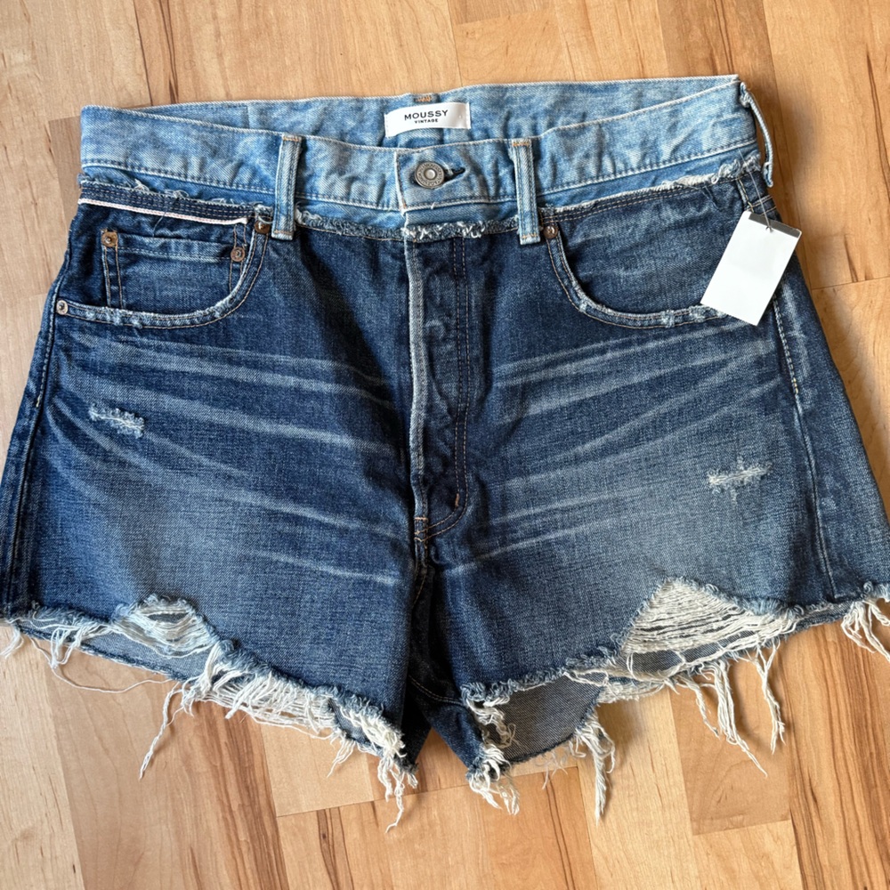 Moussy Vintage MV Lewiston Distressed Denim 100% Cotton Shorts NWT Sz 30 - Picture 11 of 14